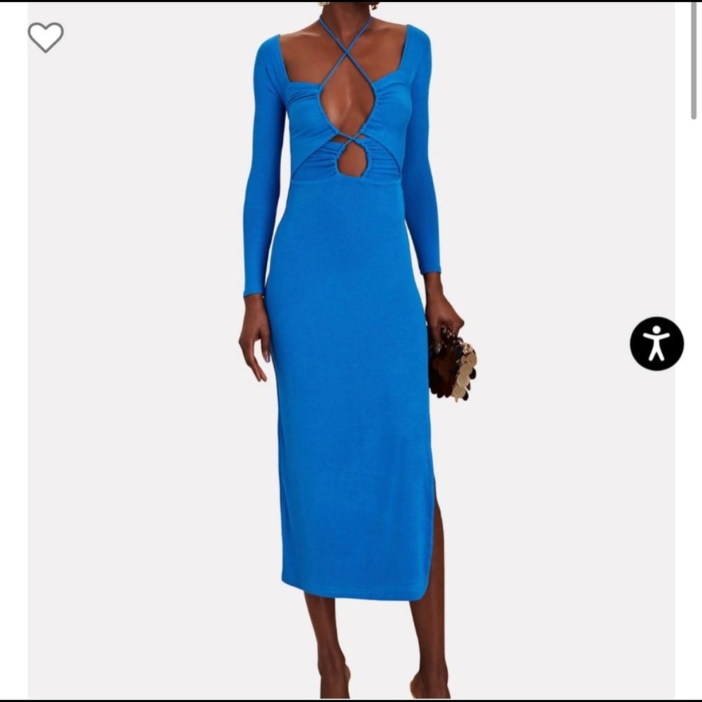 LAMA JOUNI
Cut-Out Ribbed Cotton Midi Dress